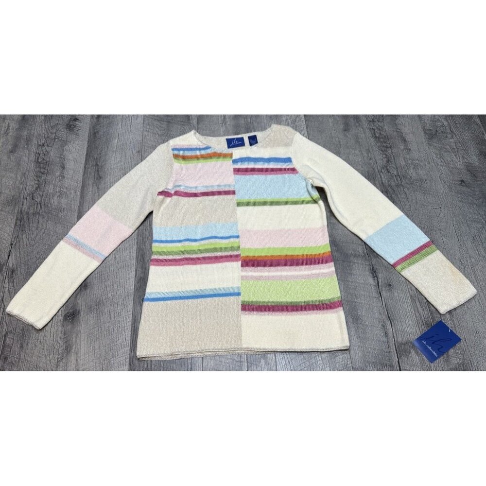 JH Collectibles Sweater Womens Small Knit Winter Garden Colorful Cotton Lux NEW